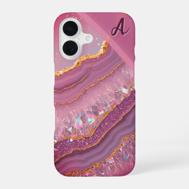 Coque iPhone 16 Améthyste Aurore Monogramme (Verso)