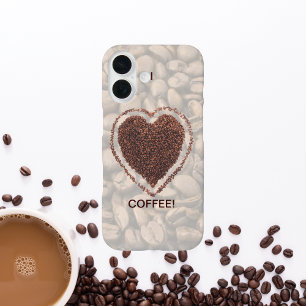 Coque iPhone 16 Amour Café Cœur Grains de Café iPhone 16