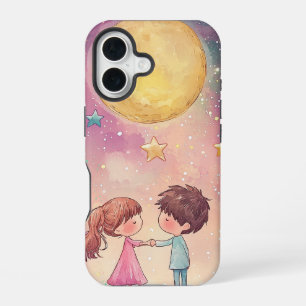 Coque iPhone 16 Amour cosmique : Boîtier téléphonique nocturne éto