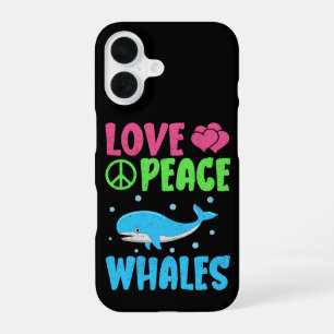 Coque iPhone 16 Amour Paix Baleines Mignon Animaux Marins Amoureux