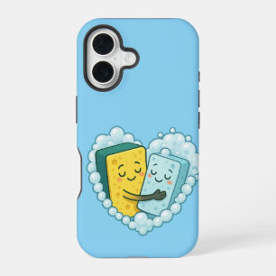 Coque iPhone 16 Amour Savonneux – Éponge & Liquide Vaisselle
