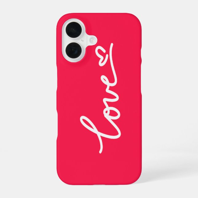 Coque iPhone 16 Amour texte blanc sur rose  (Verso)