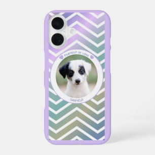 Coque iPhone 16 amoureux des animaux photo rayures modernes amour