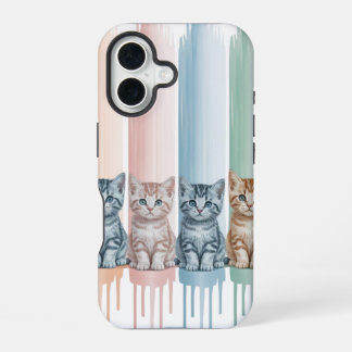 Coque iPhone 16 Amoureux des chats — Kittens Pastel Paint Drip