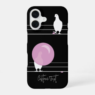 Coque iPhone 16 Amusant Bubblegum Birds on a Wire Black