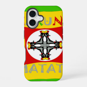 Coque iPhone 16 Amusant Rasta Couleur Rouge Vert Doré