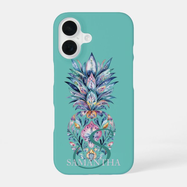 Coque iPhone 16 Ananas Coloré Menthe Verte (Verso)