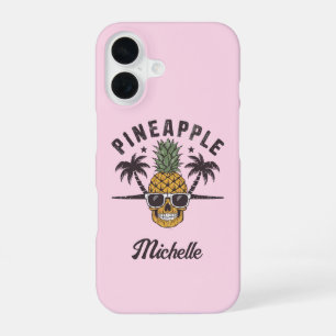 Coque iPhone 16 Ananas drôle portant des lunettes de soleil Person