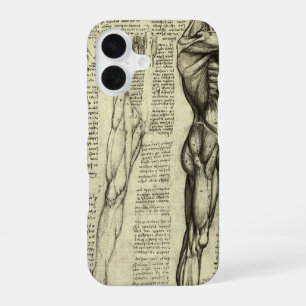 Coque iPhone 16 Anatomie humaine de Léonard de Vinci : muscles de