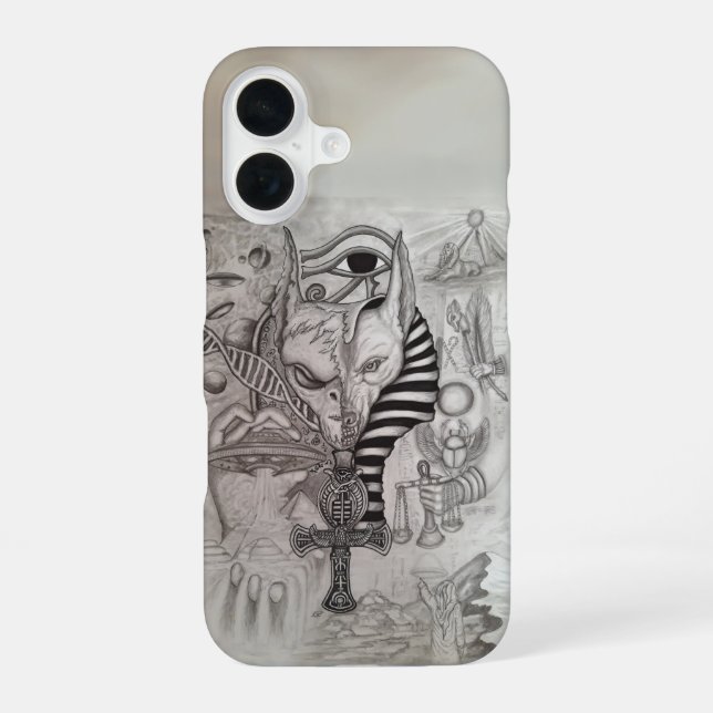 Coque iPhone 16 Anciens Aliens , Anubis (Verso)