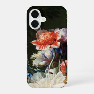 Coque iPhone 16 ANÉMONES ROSES ROUGES FLEURS BLANCHES, Papillon Fl