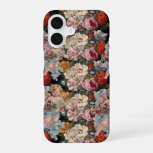 COQUE iPhone 16 ANGE DÉMONIAQUE CUEILLANT DES ROSES ET DES FLEURS