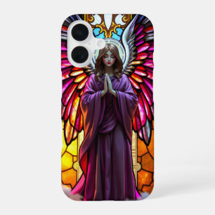 Coque iPhone 16 Ange en verre coloré chrétien religieux