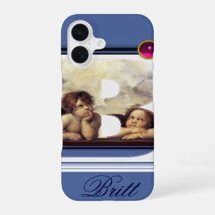 Coque iPhone 16 ANGE LETTRE B DE LA RENAISSANCE Chérubin ailé Mono