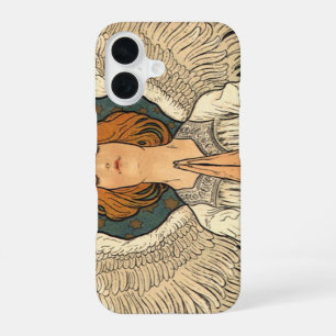 Coque iPhone 16 Ange religieux vintage priant avec des étoiles dor