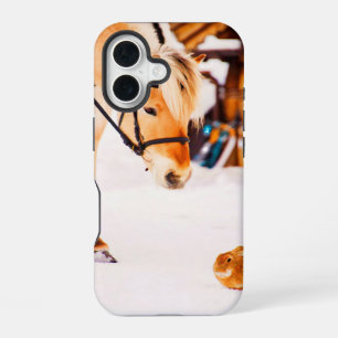 Coque iPhone 16 Animaux de ferme cheval lapin