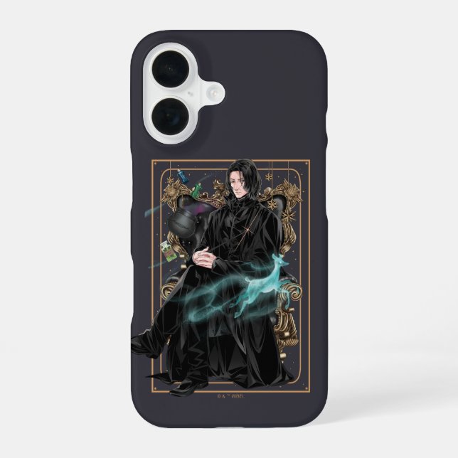 Coque iPhone 16 Anime du professeur Severus Snape assis (Verso)