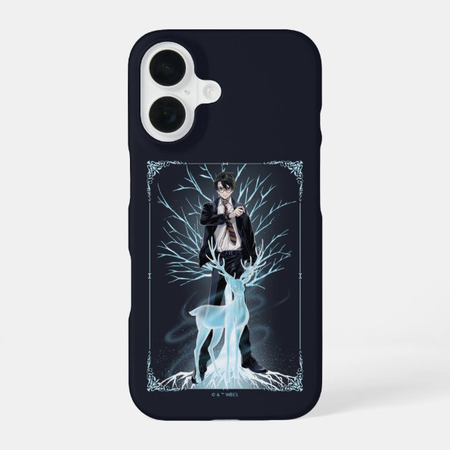 Coque iPhone 16 Anime HARRY POTTER™ Cerf Patronus (Verso)