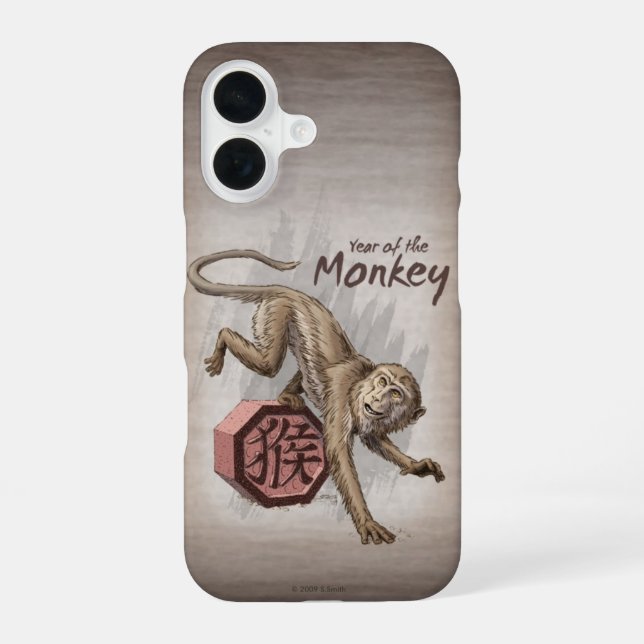 Coque iPhone 16 Année du singe Zodiaque chinois (Verso)