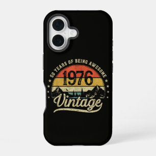 Coque iPhone 16 Anniversaire Vintage 1976 50 Ans 50ème