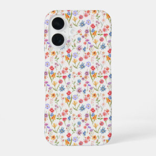 Coque iPhone 16 Aquarelle de fleur sauvage bleue violette