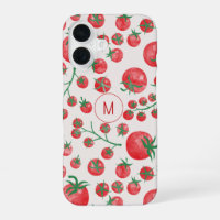 Aquarelle de tomate Monogramme méditerranéen initi