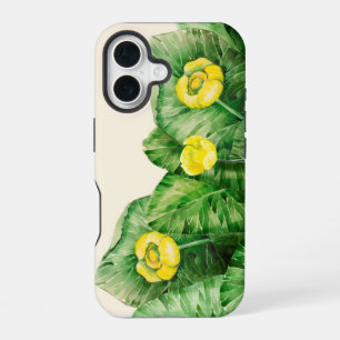 Coque iPhone 16 aquarelle nénuphar jaune