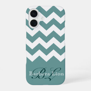 Coque iPhone 16 aquarius chevron blanc sur bleu