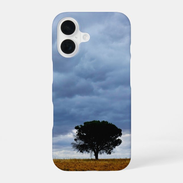 Coque iPhone 16 Arbre dans un champ vide (Verso)
