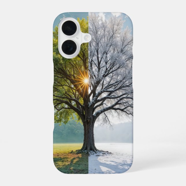 Coque iPhone 16 Arbre En Chêne En Double Saison (Verso)