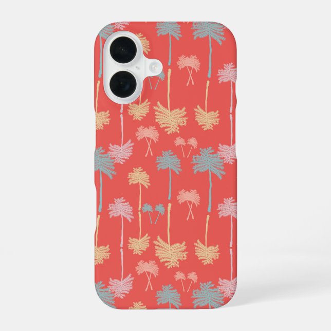 Coque iPhone 16 Arbres botaniques en corail (Verso)