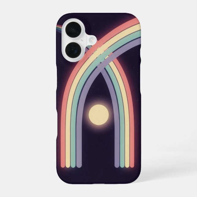 Coque iPhone 16 Arc de Lune Pastel Rétro (Verso)
