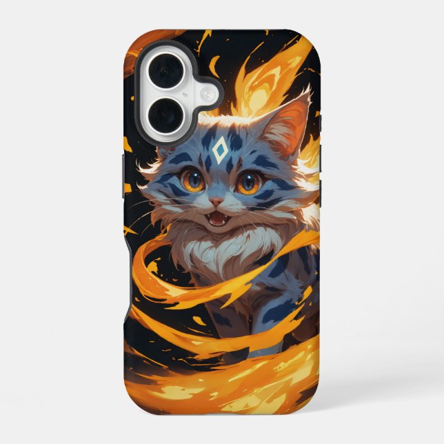Coque iPhone 16 Arcane Ember : Le Chaton À Flamebound (Verso)