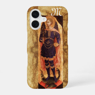 Coque iPhone 16 ARCHANGE SAINT MICHAEL AVEC DRAGON monogramme