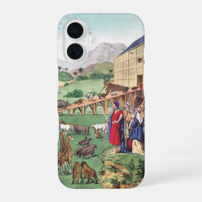 Coque iPhone 16 Arche de Noé avec des animaux (Verso)