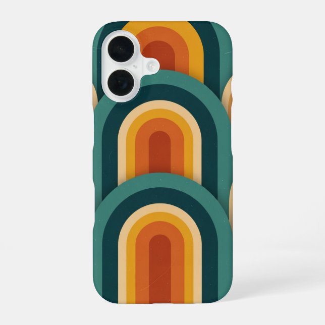 Coque iPhone 16 Arches Courbes Rétro (Verso)