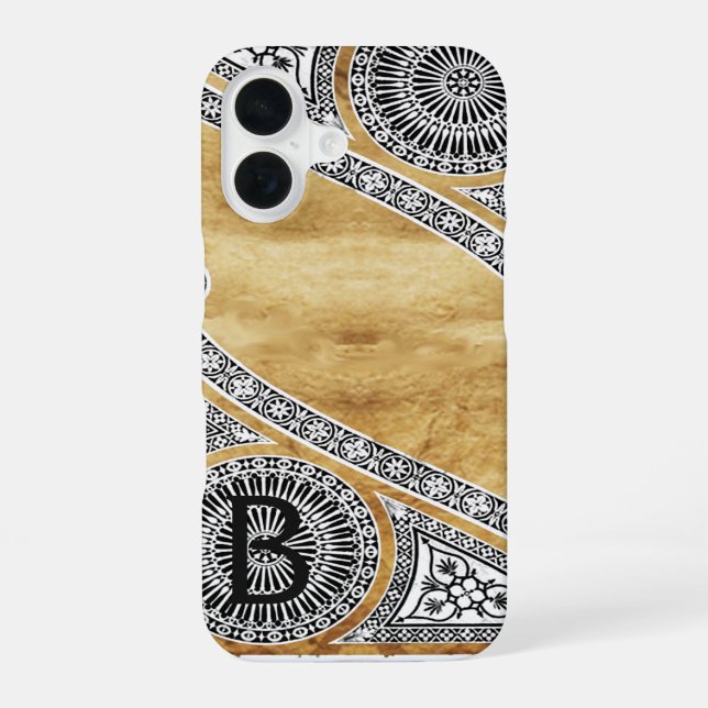 Coque iPhone 16 architecte de la renaissance Parchemin Monogramme (Verso)