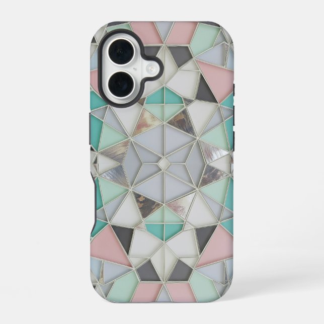 Coque iPhone 16 argent avec un peu de rose (Verso)