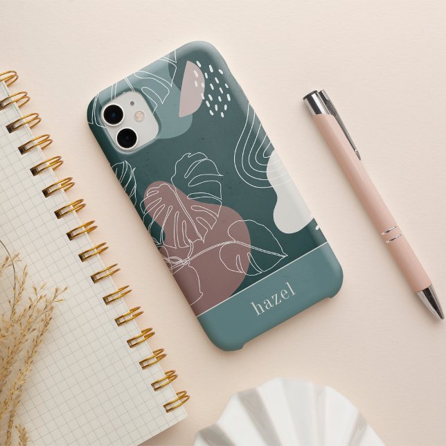 Coque iPhone 16 Argile du désert et épinette Boho Tropical Feuille (Créateur téléchargé)