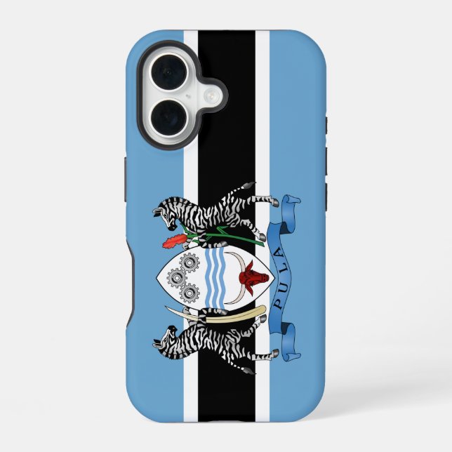 Coque iPhone 16 Armoiries du Botswana/ Coque-coque iphone du drape (Verso)