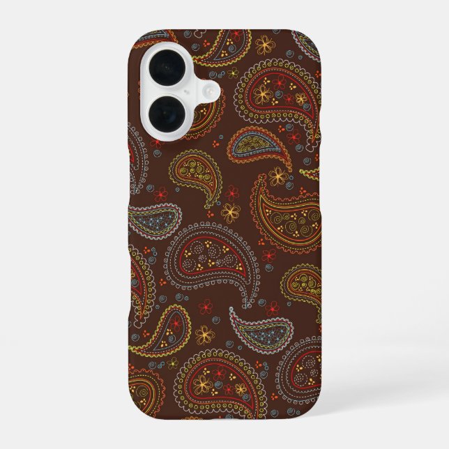 Coque iPhone 16 Arrière - plan de texture Paisleys (Verso)