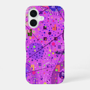 Coque iPhone 16 Art abstrait : Glitch violet