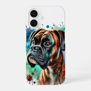 Coque iPhone 16 Art aquarelle Boxer bringé