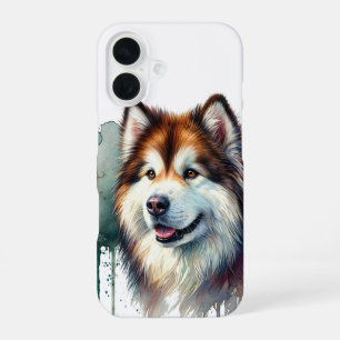 Coque iPhone 16 Art aquarelle de Malamute d'Alaska