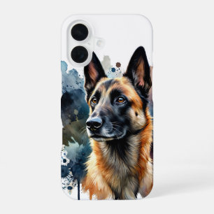 Coque iPhone 16 Art aquarelle Malinois belge