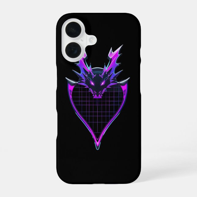 Coque iPhone 16 Art de dragon néon (Verso)