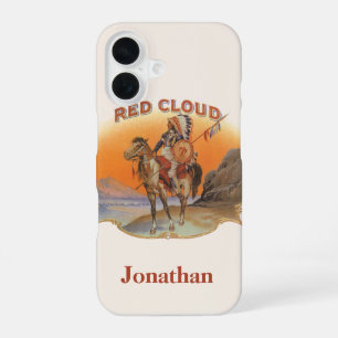 Coque iPhone 16 Art de l'étiquette de cigare vintage, Indien Red C