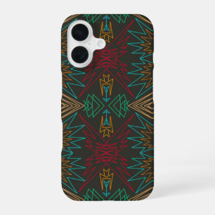 Coque iPhone 16 Art de motif géométrique amérindien aztèque