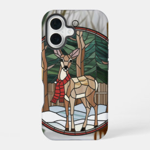 Coque iPhone 16 Art de verre coloré, Art de cerf de style verre co