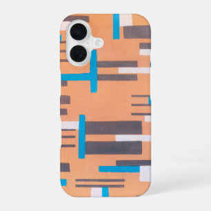Coque iPhone 16 Art Déco Jazz Pochoir Vintage, Motif Géométrique